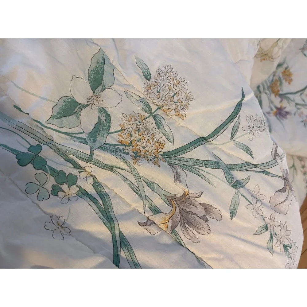 JCPenney vtg iris floral butterfly twin comforter quilt pillowcase sham set